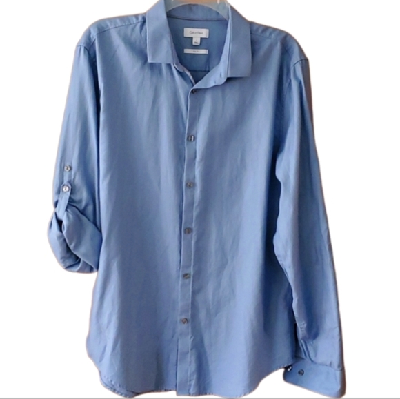 Calvin Klein Other - Calvin Klein Mens Blue Roll Tab Long Sleeve Buttondown Shirt Size Large
